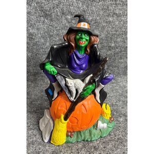 Vintage 1972 Byron Molds Witch On Pumpkin Figurine